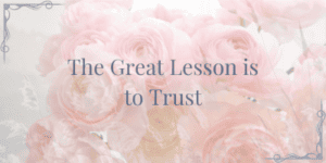 Faded dark text over faded background of pink roses