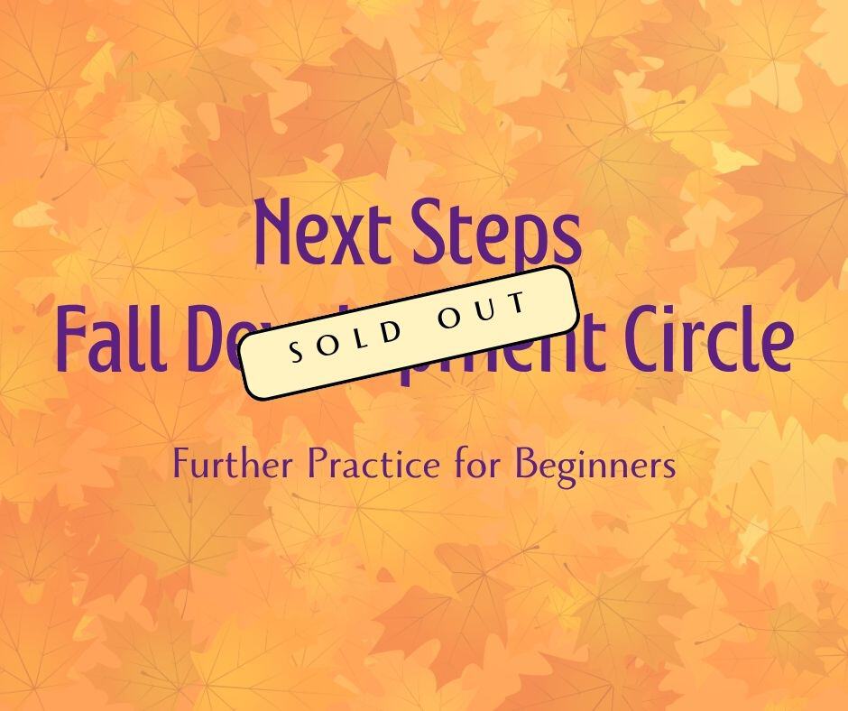 Orange fall leaves with purple font with pale yellow sold out sticker